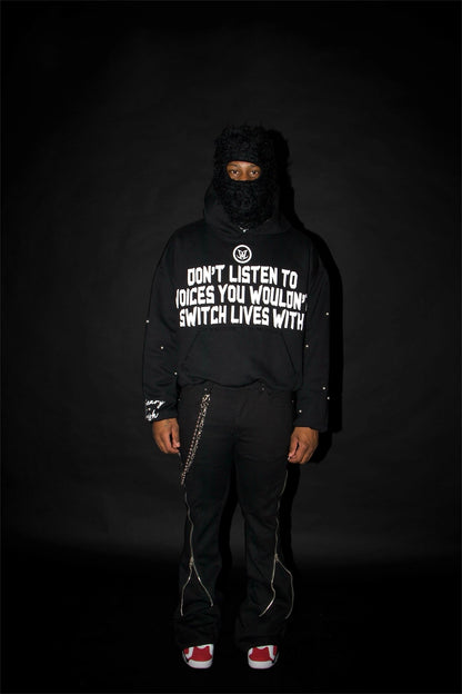 BLACK "SILENT VOICES" HOODIE - Apparel image 2
