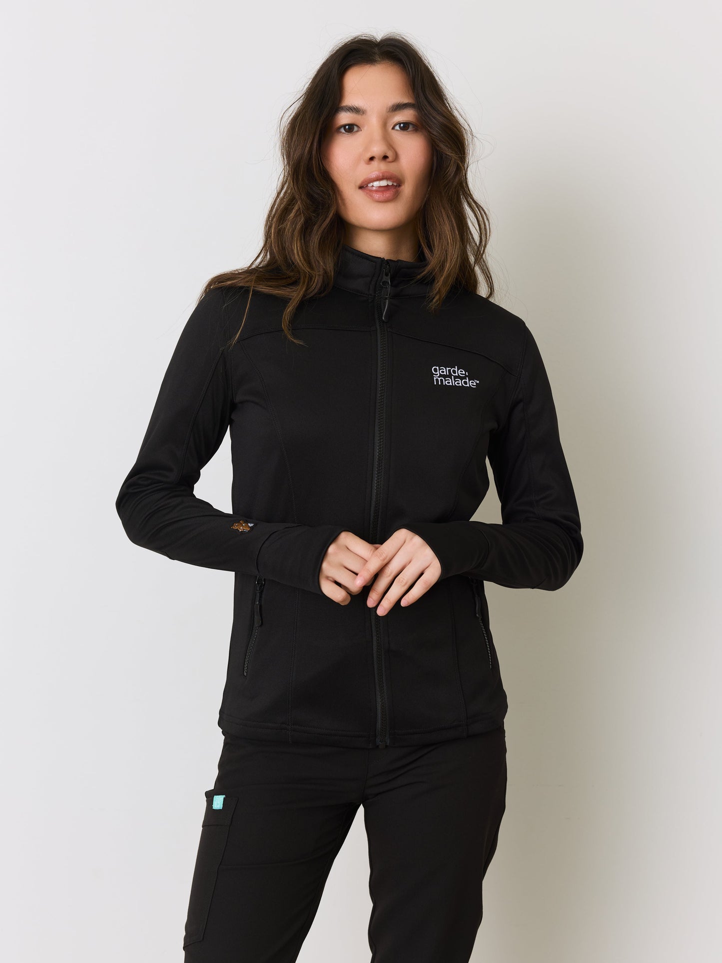 Polyester Full Zip Jacket – Noir – Garde-Malade Embroidery||Veste Polyester Full Zip – Noir – Broderie Garde-Malade - Misc image 1