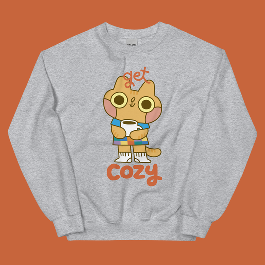 Get Cozy Cat Unisex Sweatshirt in Grey - Apparel image 1
