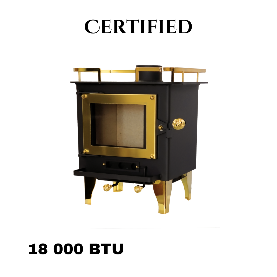 CB-1210-BR Grizzly Cubic Mini Wood Stove Brass - Furniture image 1