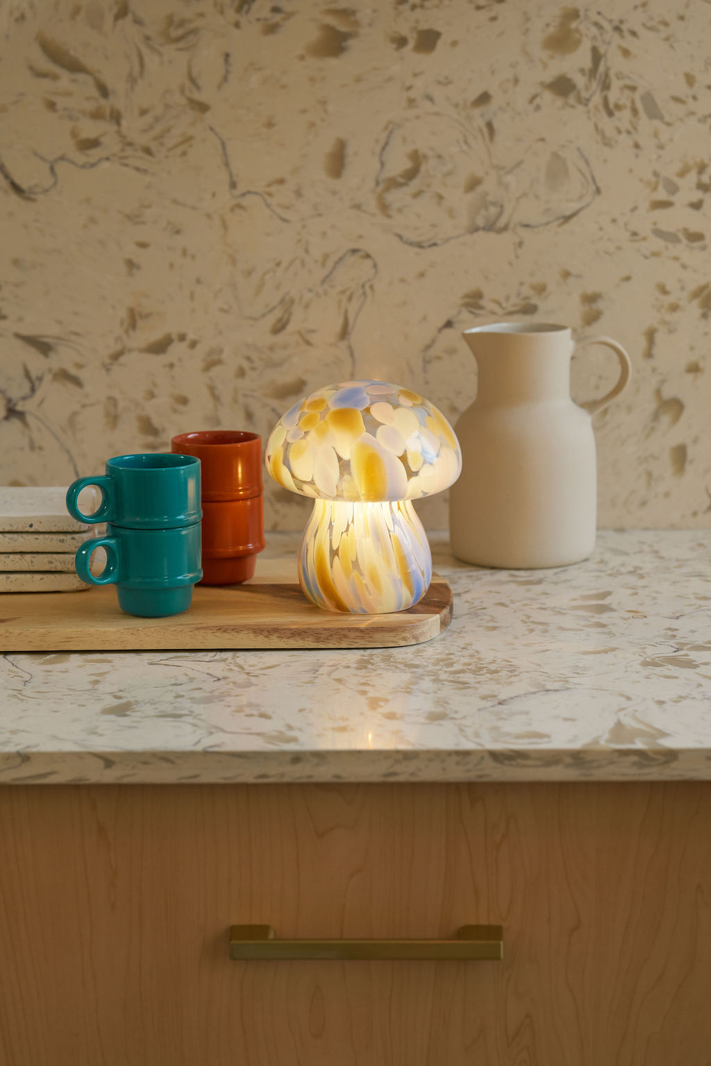 Portable Chubby Close Top Glass Mushroom Lamp, Kaleidoscope - Kitchen & Dining image 7