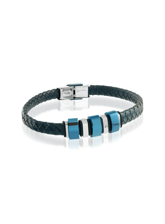 Bracelet en cuir et détails bleus 'Shani' - Misc image 1