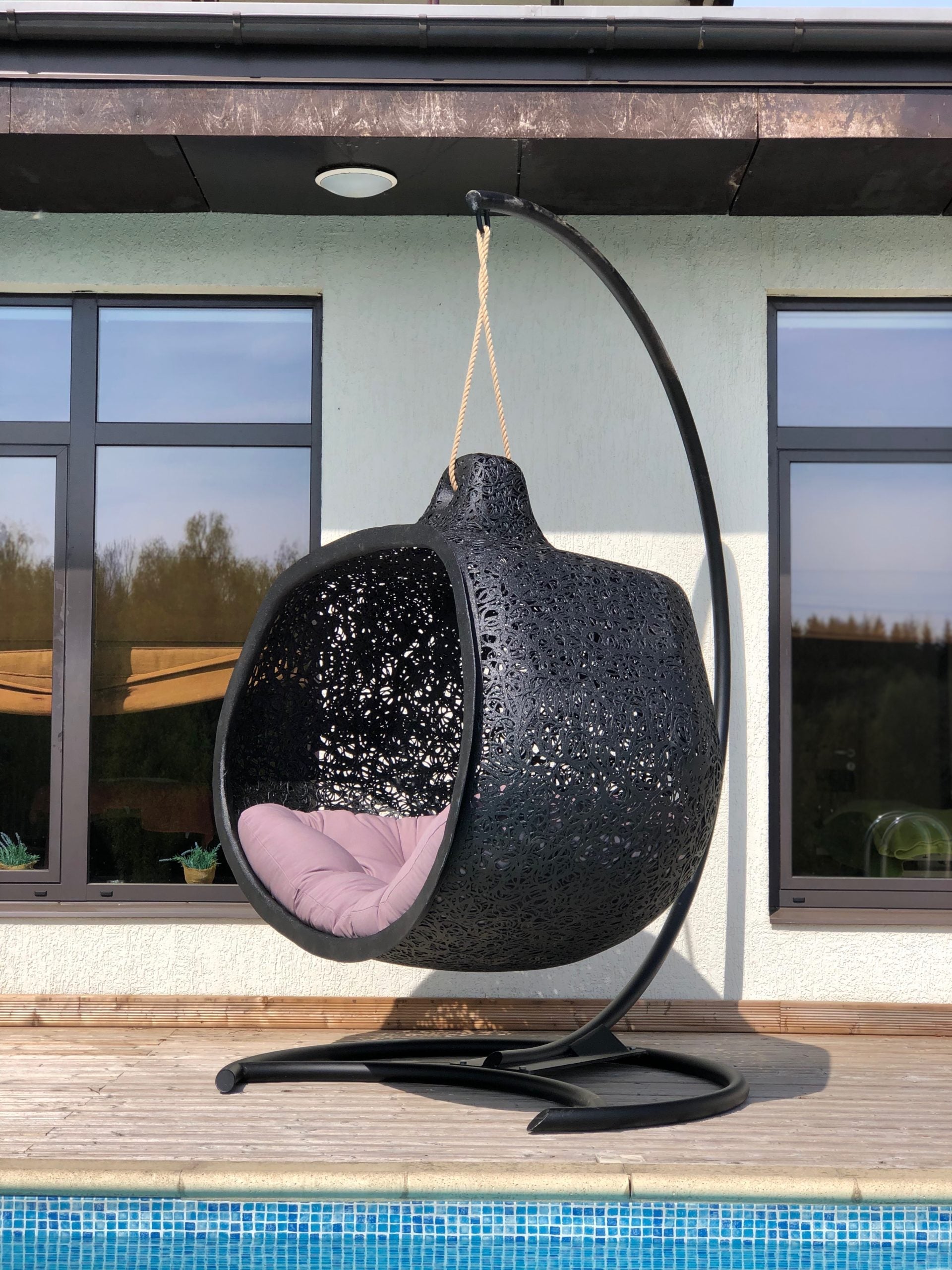 Walnut Hanging Nest Chair - Furniture image 2