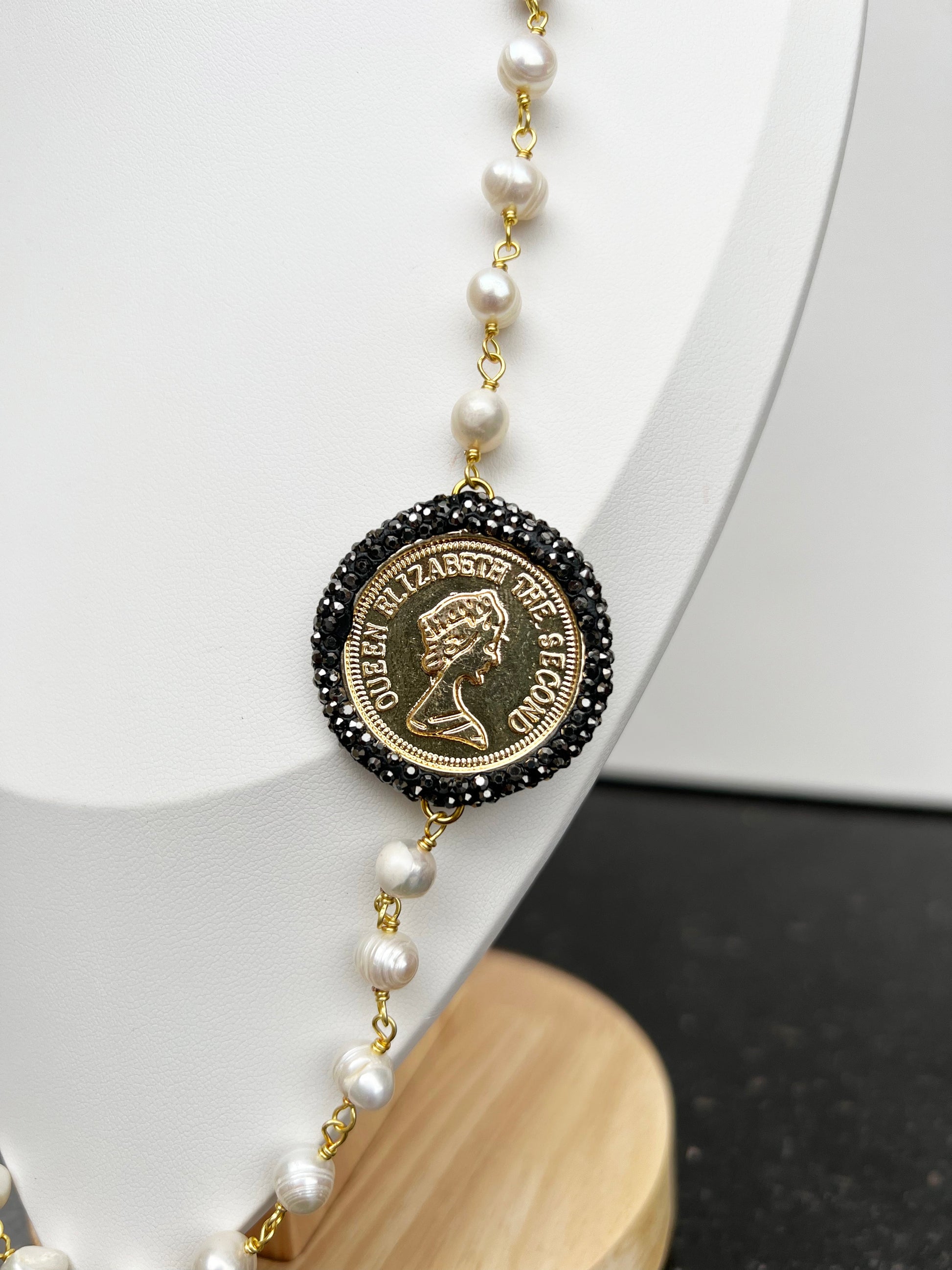 Turkish Golden Shores Necklace: Handcrafted Mother of Pearls and Gilded Coins - Accessories image 2