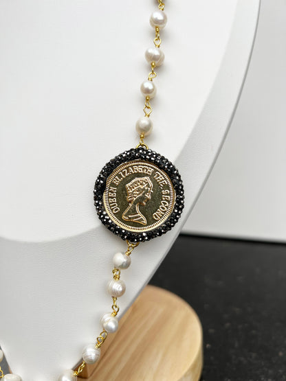 Turkish Golden Shores Necklace: Handcrafted Mother of Pearls and Gilded Coins - Accessories image 2