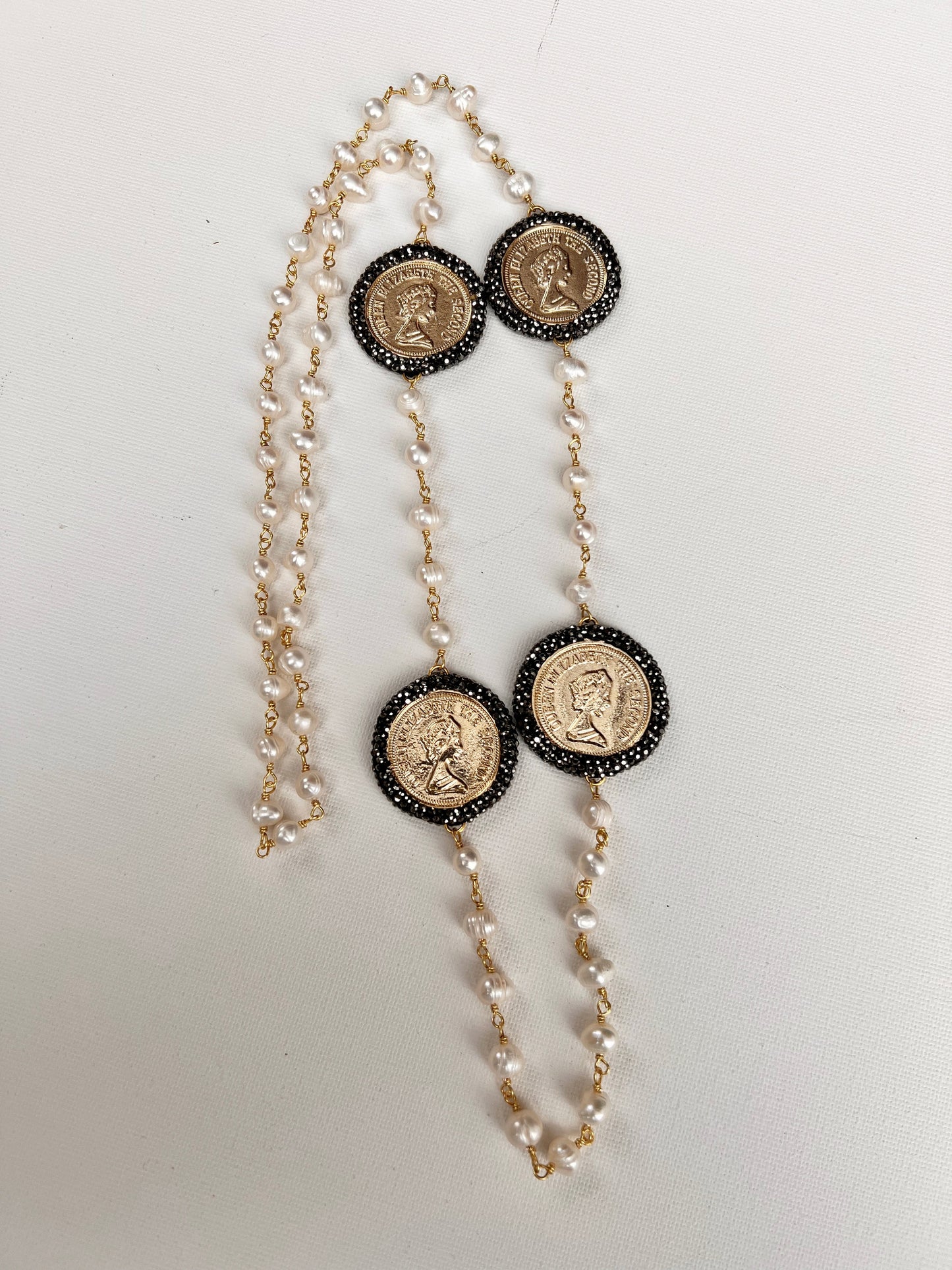 Turkish Golden Shores Necklace: Handcrafted Mother of Pearls and Gilded Coins - Accessories image 3