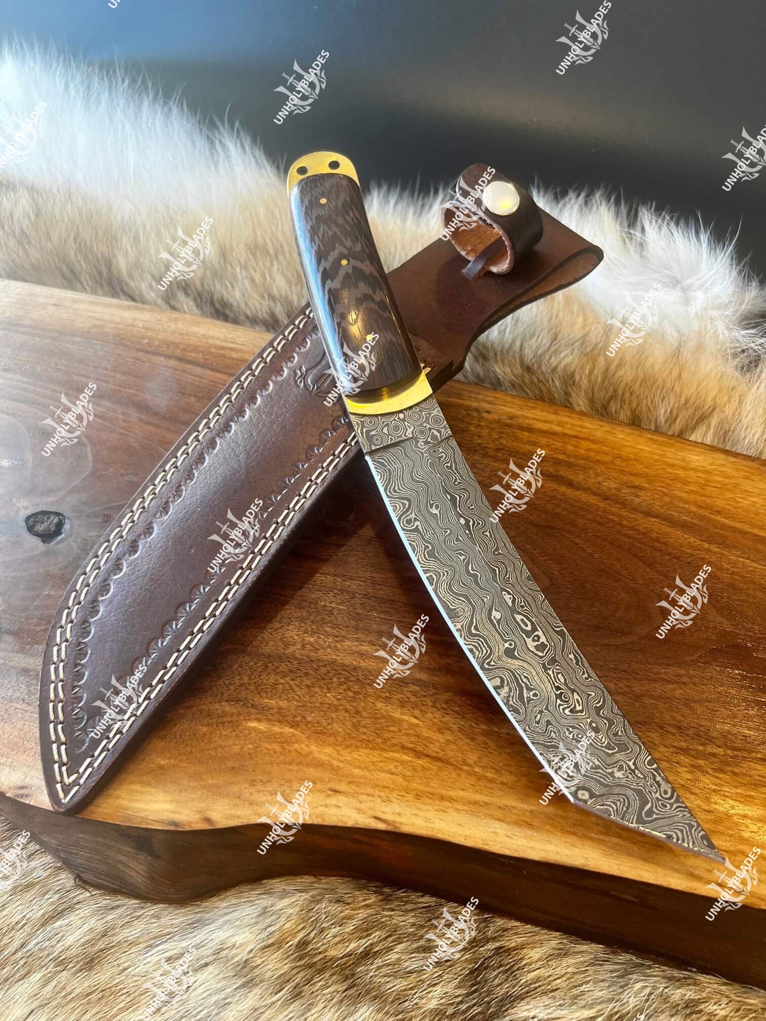 Damascus Steel Tanto Knife With Raindrop Pattern - Apparel image 3