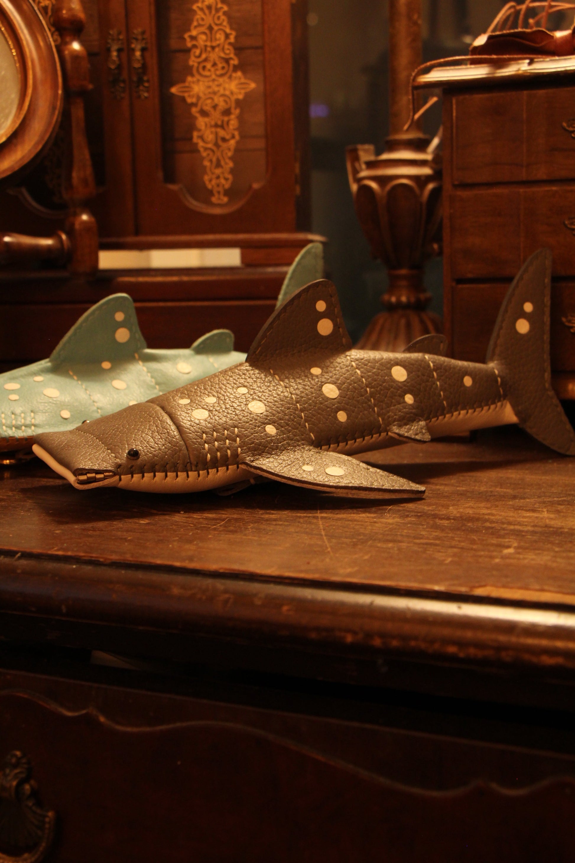 Handmade Leather Whale Shark Pencil Case / Crossbody Bag | Made-to-order 4-8 weeks lead time to ship from Canada - Accessories image 19