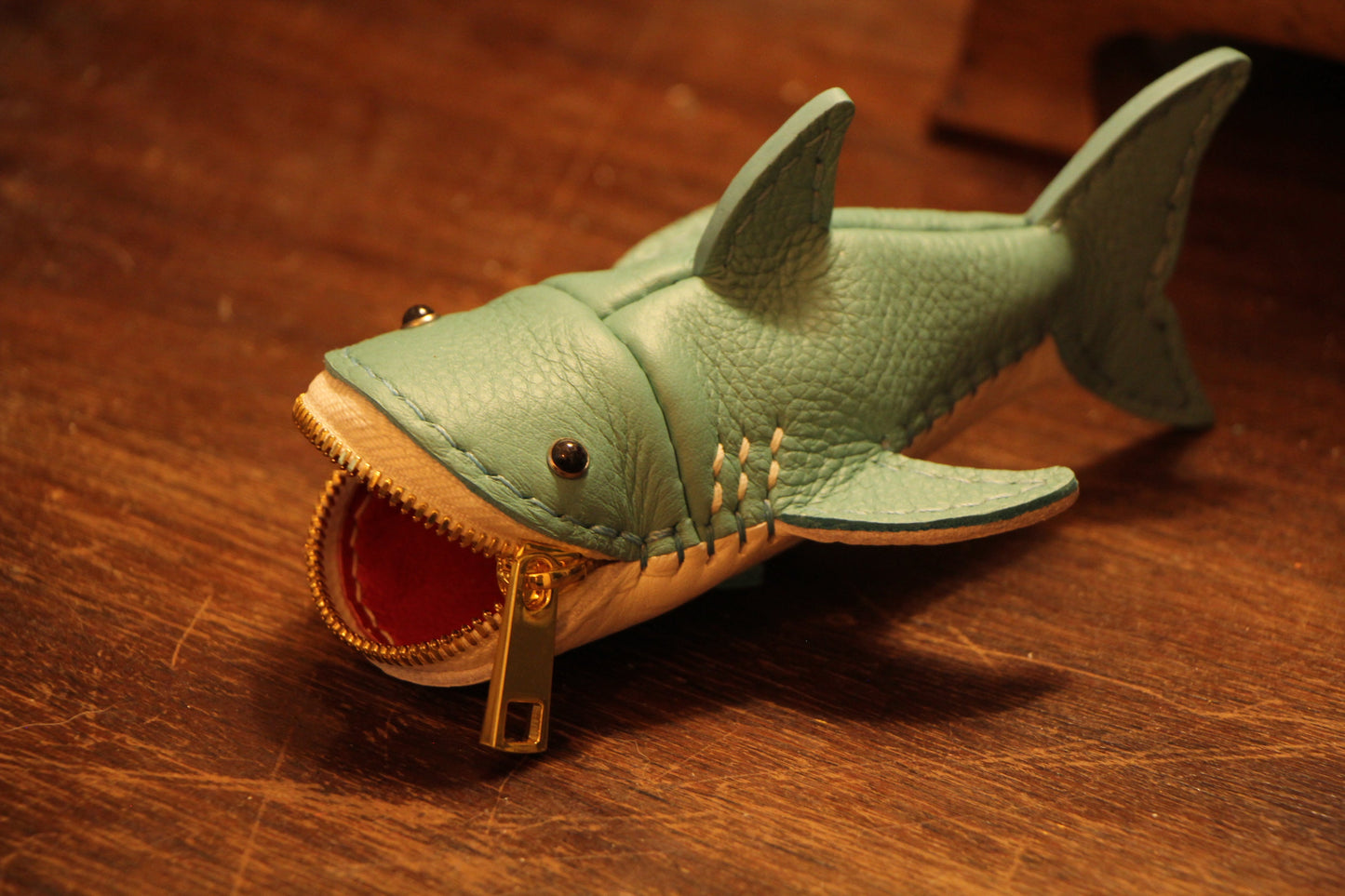 Handmade Leather Shark Coin Purse | Made-to-order 4-8 weeks lead time to ship from Canada - Accessories image 11