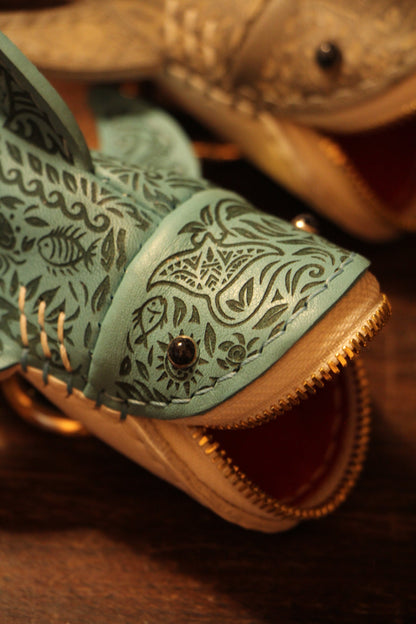 Handmade Tattooed Leather Shark Coin Purse | Made-to-order 4-8 weeks lead time to ship from Canada - Accessories image 5