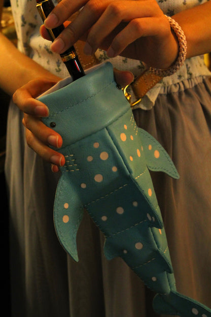 Handmade Leather Whale Shark Pencil Case / Crossbody Bag | Made-to-order 4-8 weeks lead time to ship from Canada - Accessories image 1