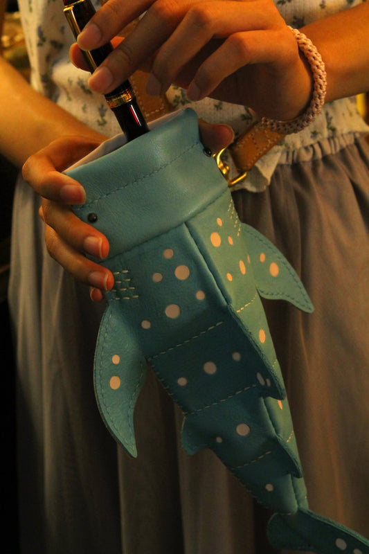 Handmade Leather Whale Shark Pencil Case / Crossbody Bag | Made-to-order 4-8 weeks lead time to ship from Canada - Accessories image 1