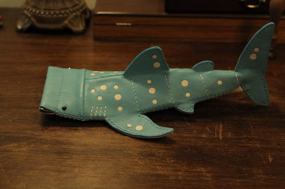 Handmade Leather Whale Shark Pencil Case / Crossbody Bag | Made-to-order 4-8 weeks lead time to ship from Canada - Accessories image 6