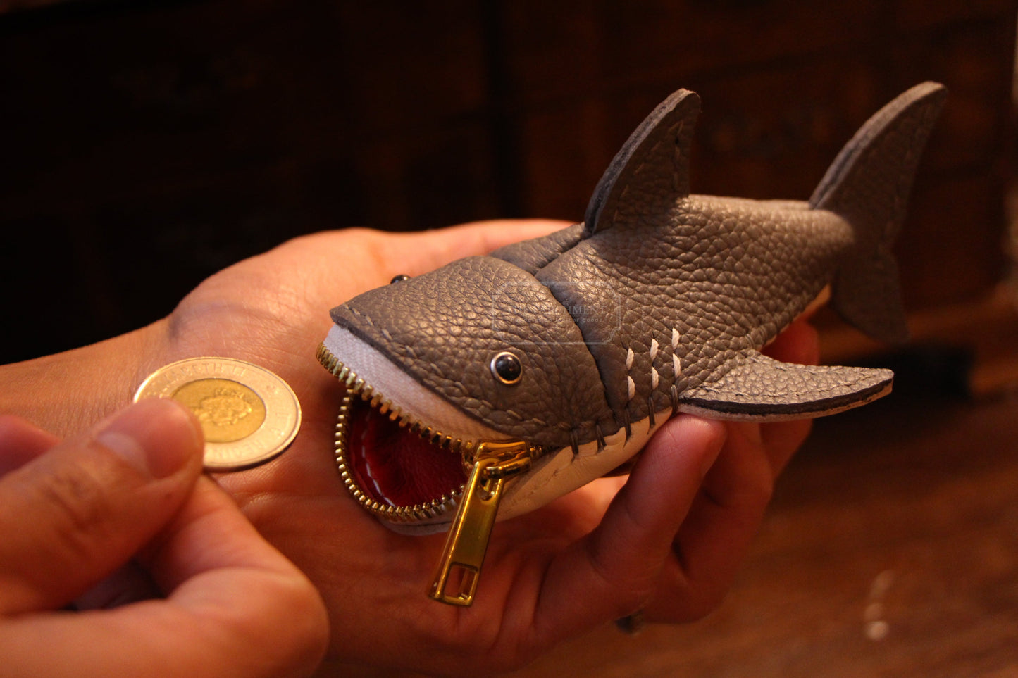 Handmade Leather Shark Coin Purse | Made-to-order 4-8 weeks lead time to ship from Canada - Accessories image 8