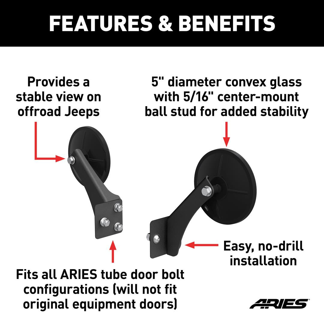 Aries - Trail Door Mirrors - JK/JL - Apparel image 3