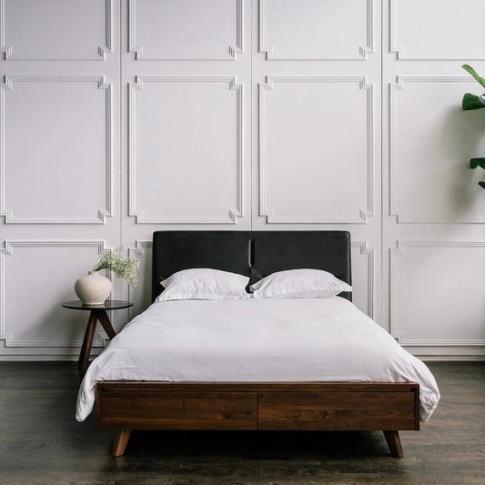 Salvatore - Leather Walnut Storage Bed - Furniture image 1