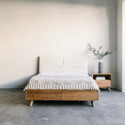 Mattia - Leather White Oak Bed - Furniture image 12