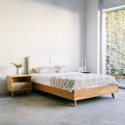 Mattia - Leather White Oak Bed - Furniture image 11