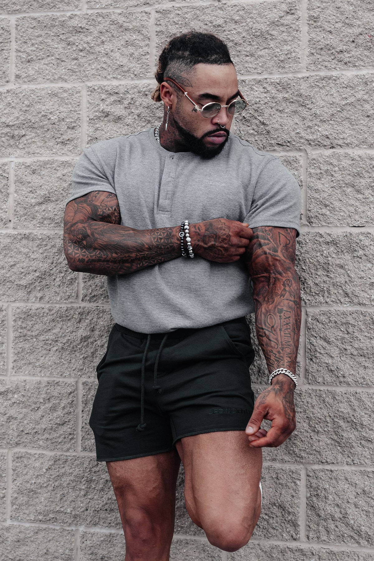 Waffle Henley T-Shirt - Light Gray - Misc image 1