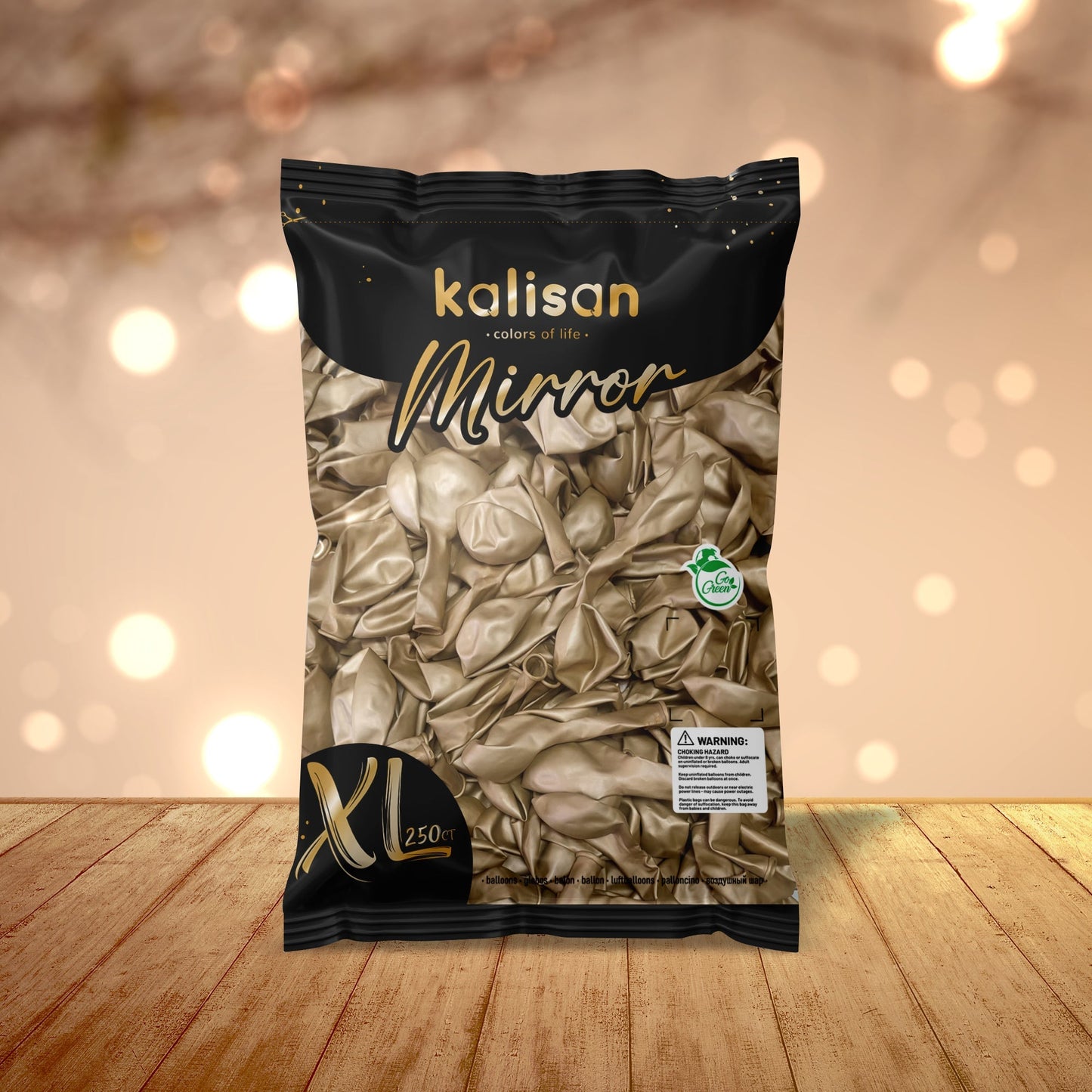 12" Kalisan Latex Balloons Mirror Gold - XL SuperSize Bag Count (250 Per Bag) - Home Decor image 4