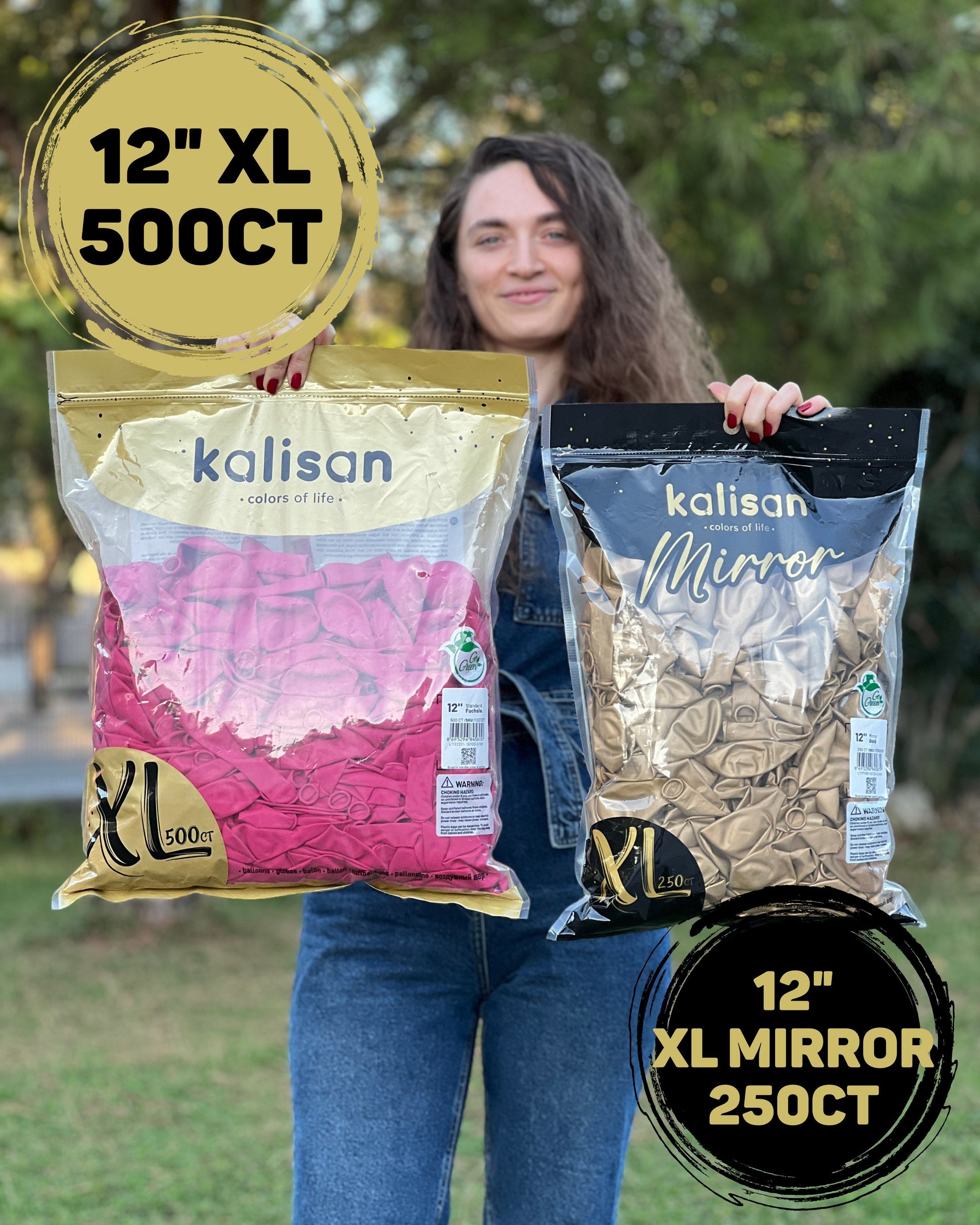 12" Kalisan Latex Balloons Mirror Gold - XL SuperSize Bag Count (250 Per Bag) - Home Decor image 3