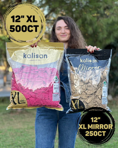 12" Kalisan Latex Balloons Mirror Gold - XL SuperSize Bag Count (250 Per Bag) - Home Decor image 3