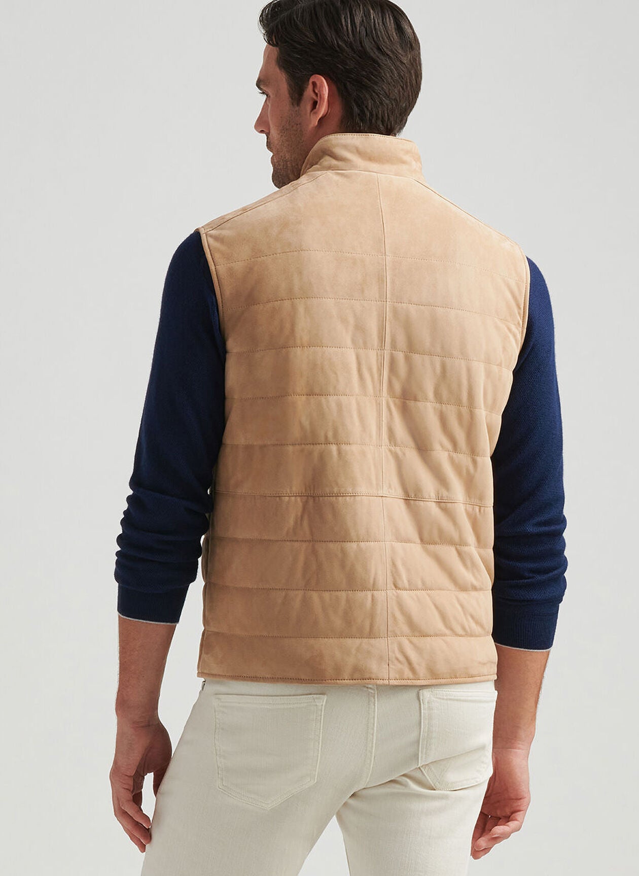 Peter Millar Mens Tailored Fit Featherweight Suede Vest - Sand - Misc image 3