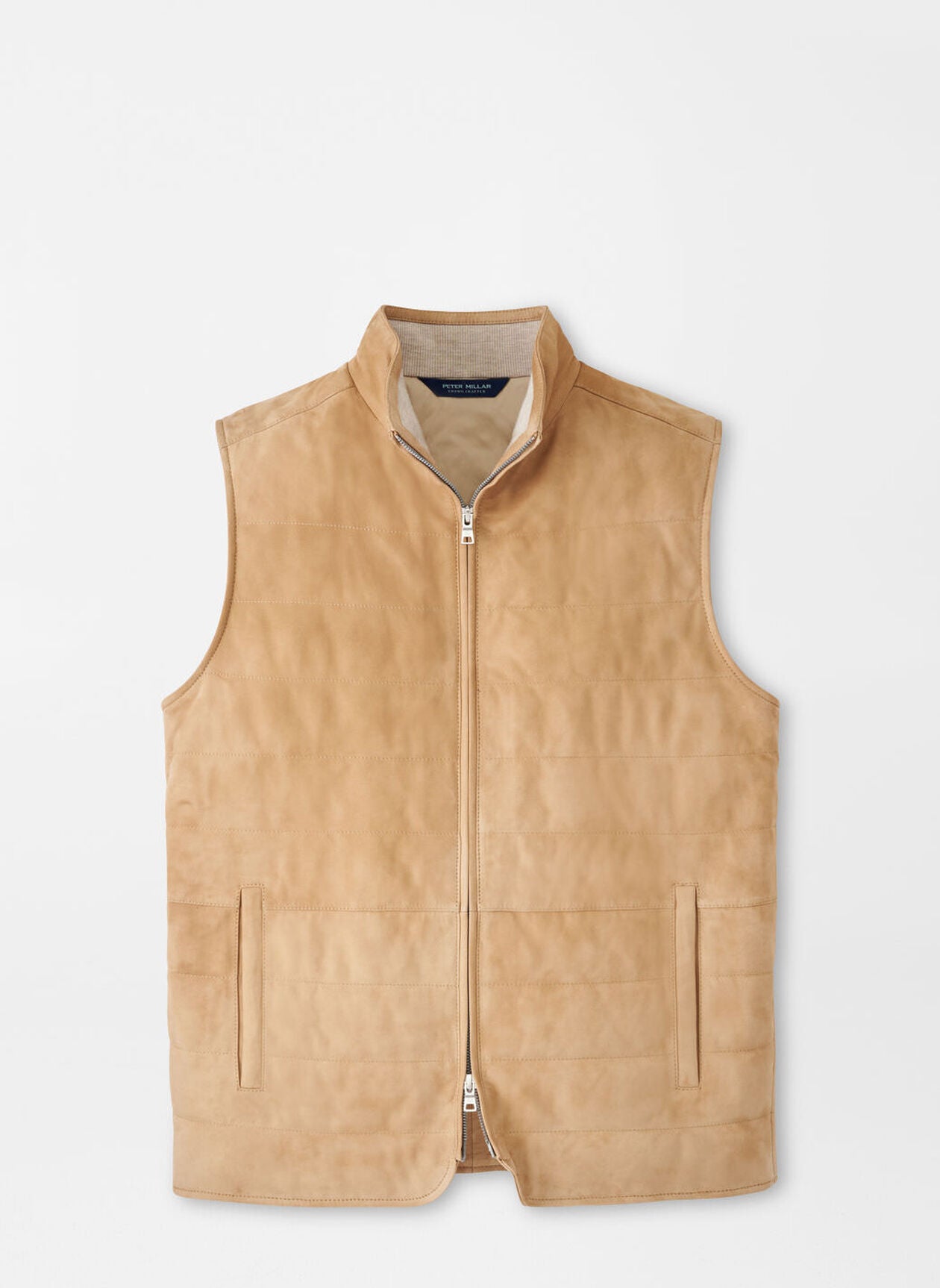 Peter Millar Mens Tailored Fit Featherweight Suede Vest - Sand - Misc image 1