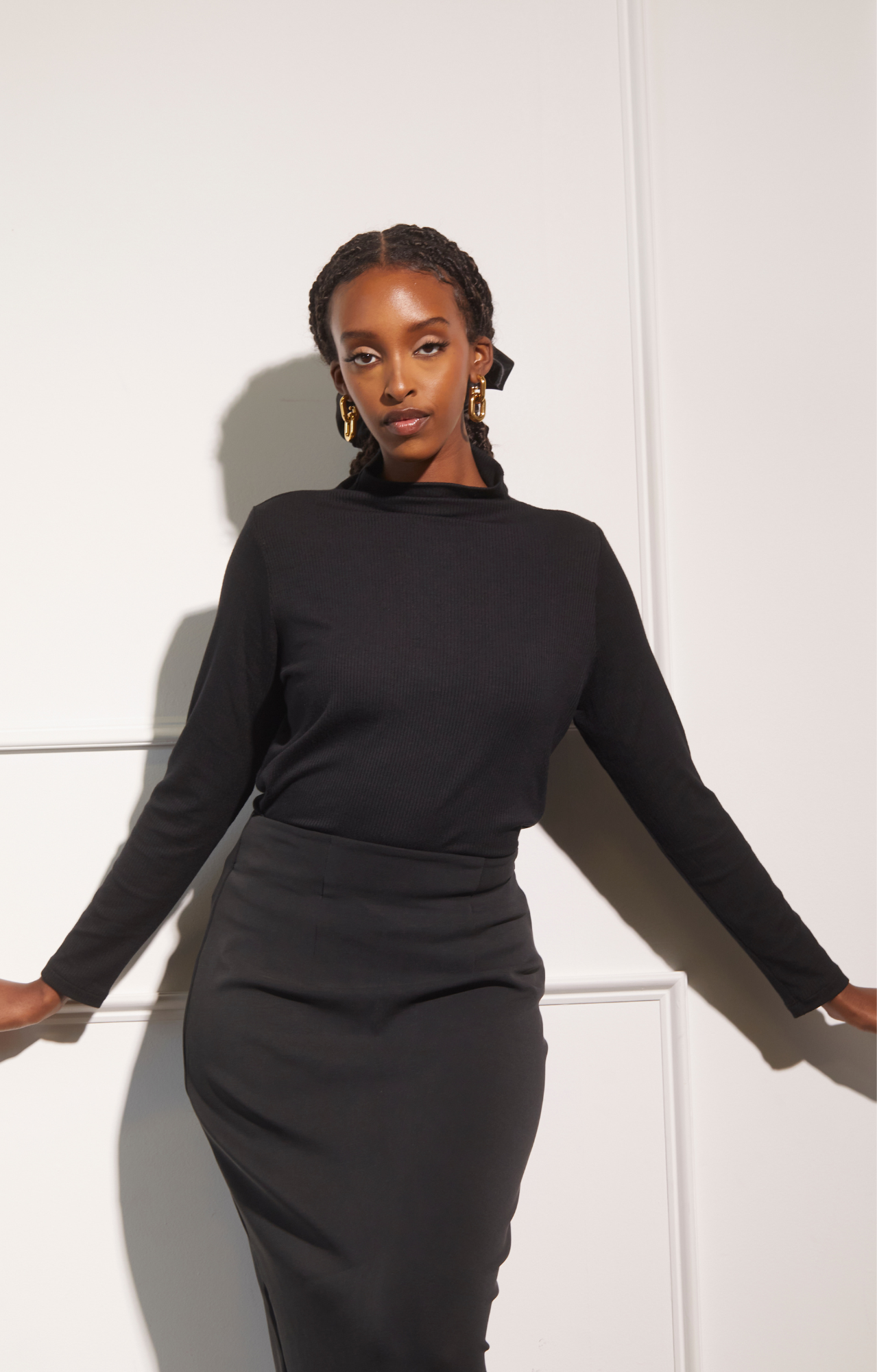 Classic Mock Neck Long Sleeve - Black - Furniture image 2