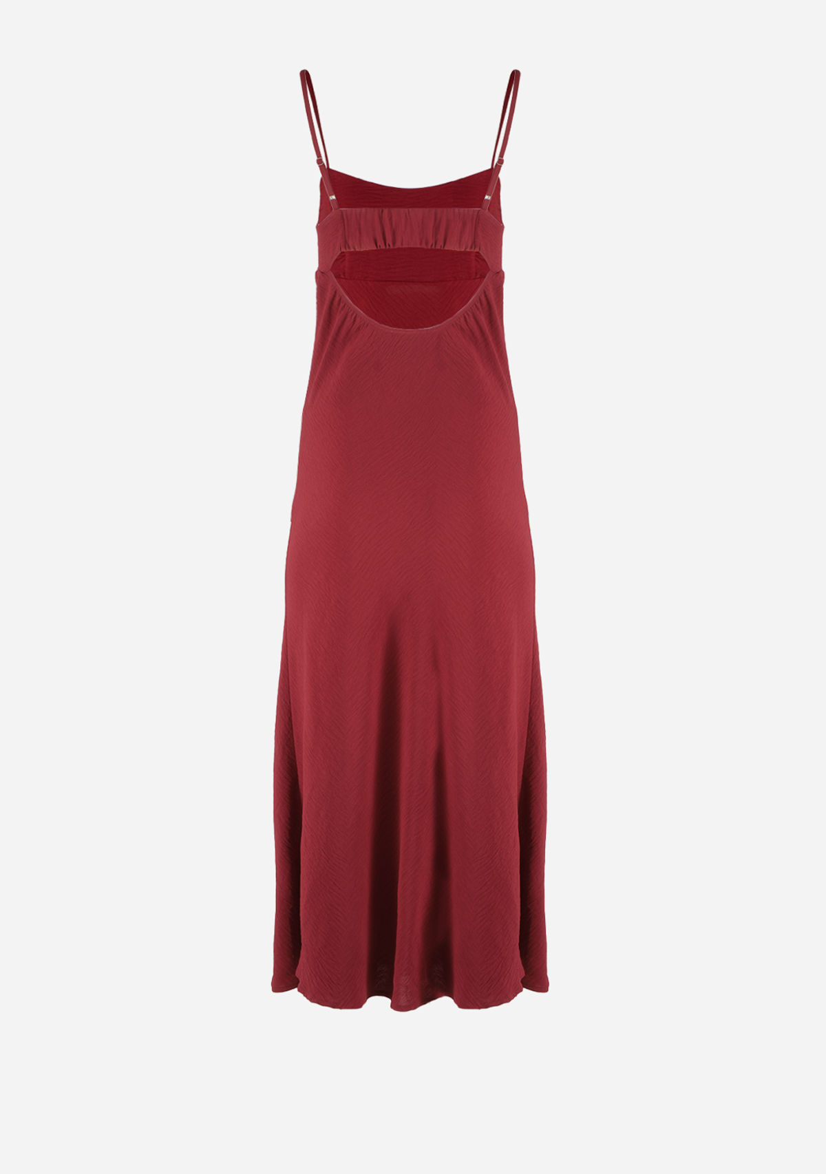 Solid Elastic Back Detail Midi Dress Brick - Misc image 2