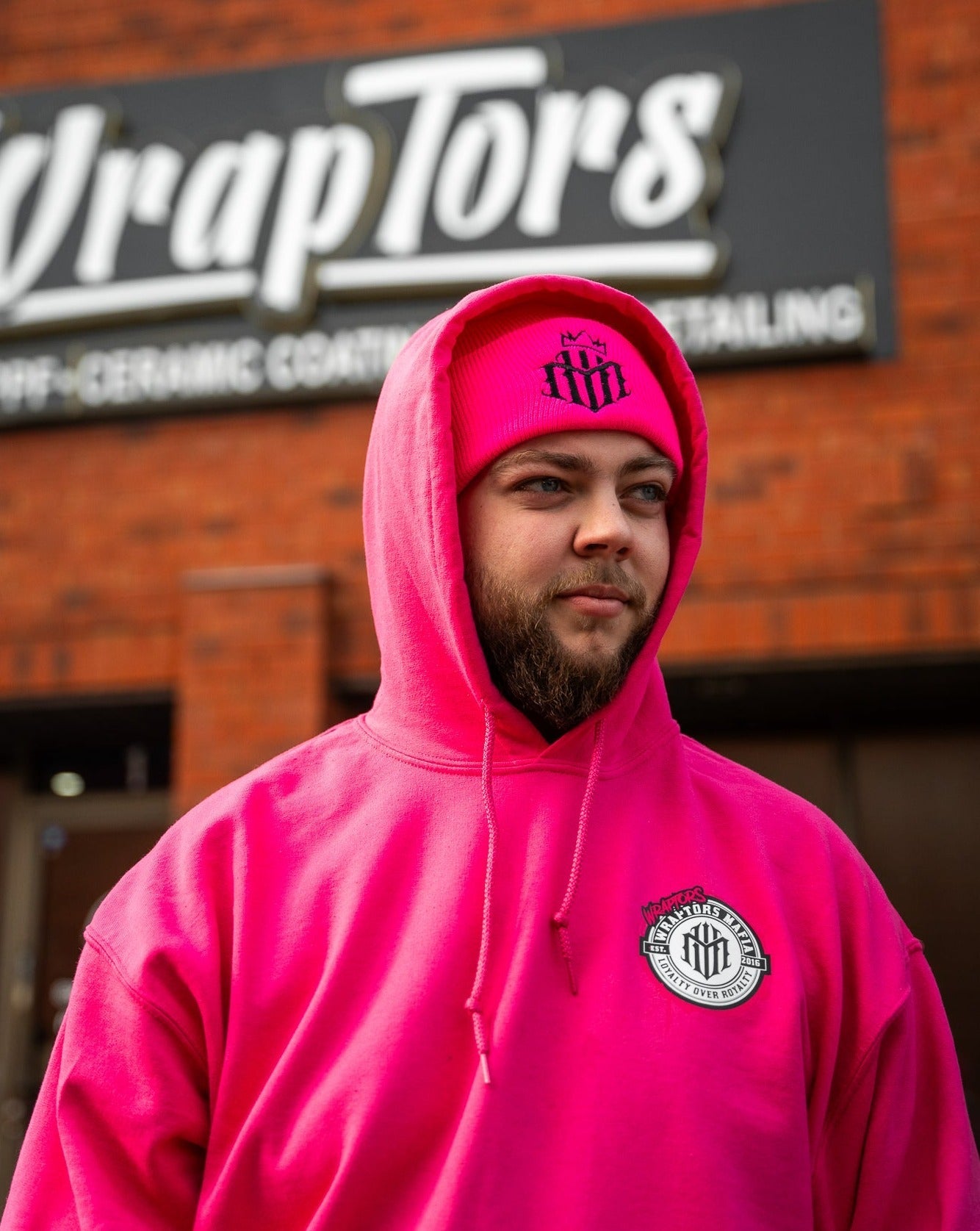 *SOLD OUT* Fluorescent Pink Wraptors x NO LIMIT Hoodie Beanie Combo - Accessories image 3