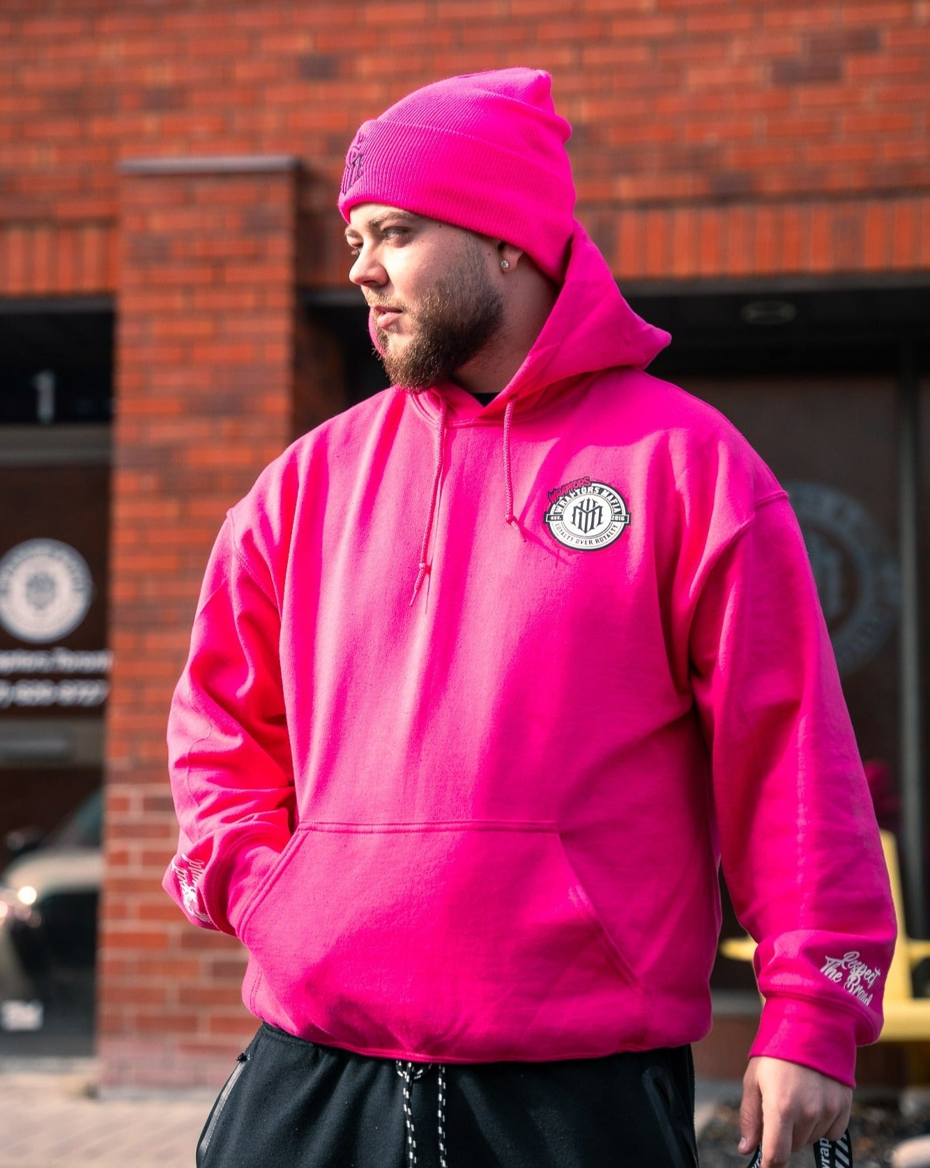 *SOLD OUT* Fluorescent Pink Wraptors x NO LIMIT Hoodie Beanie Combo - Accessories image 1