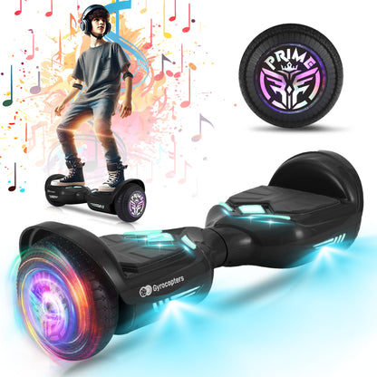 Gyrocopters Prime All New 2025 Hoverboard | Speed up to 15km/h | 300W Powerful Motor | 6.5” LED wheels | 165 lbs weight capacity | UL2272 certified with Wireless Music Speaker offering a range up to 8 km (BLACK) - Gadgets image 1