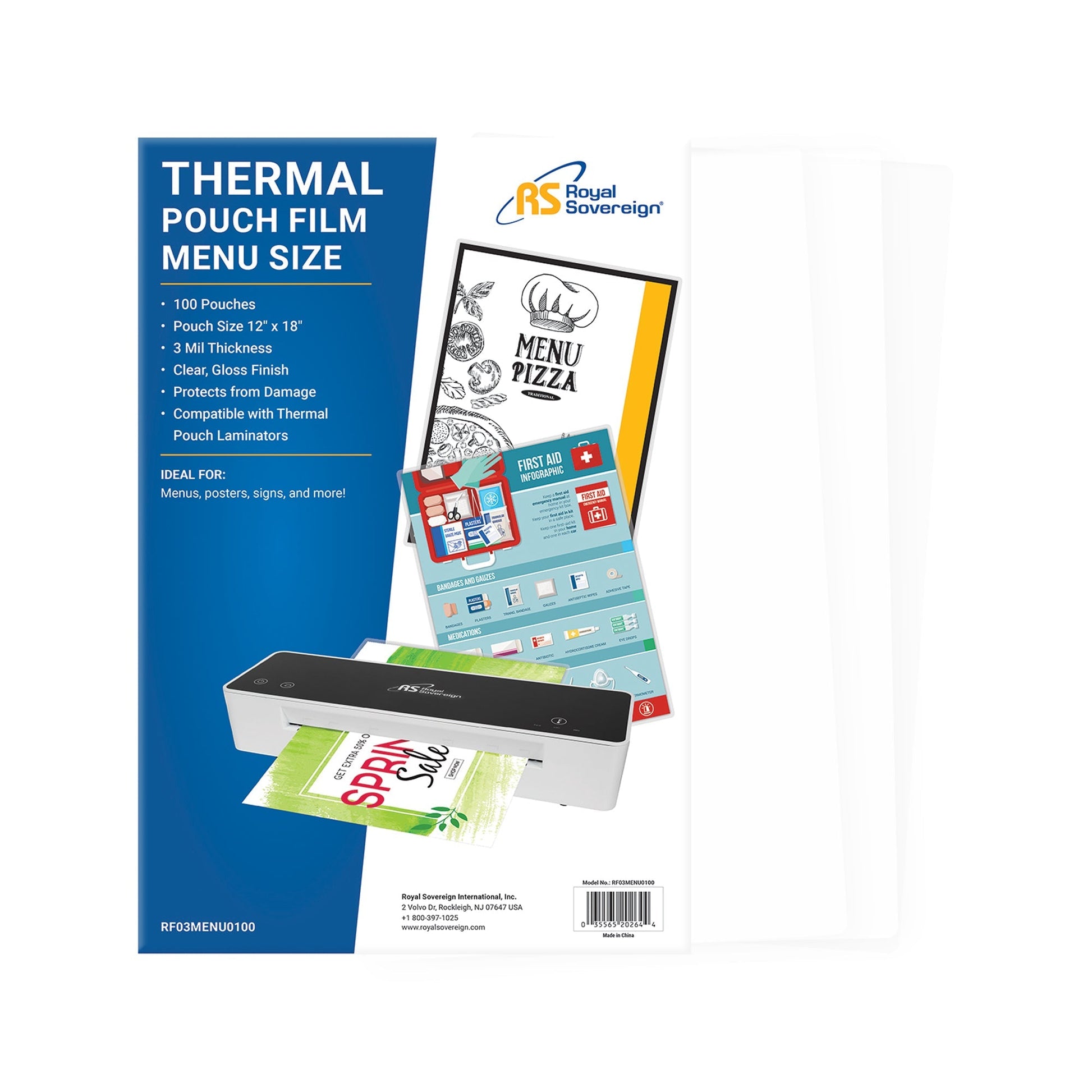 RF03MENU0100, Thermal Laminating Pouches, Menu Size - Kitchen & Dining image 1