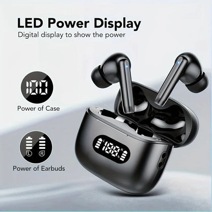 Wireless Bluetooth 5.3 Earbuds – 40dB Noise Cancelling, 6-Mic ENC, HD Calls & LED Display with Transparency Mode! - Gadgets image 9