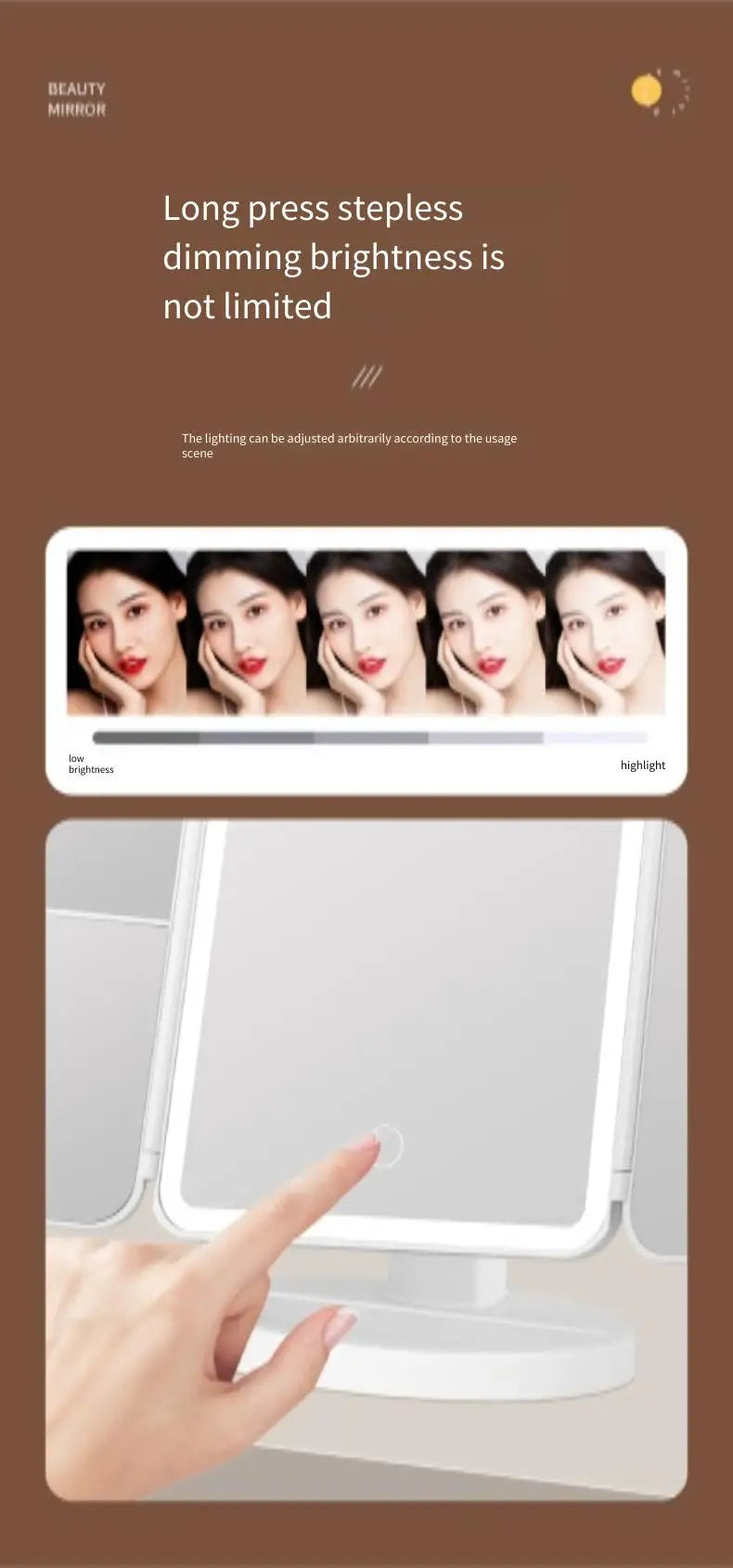 Trifold LED Makeup Mirror – Smart Light-Up Vanity Mirror for Beauty & Dressing - Beauty image 9