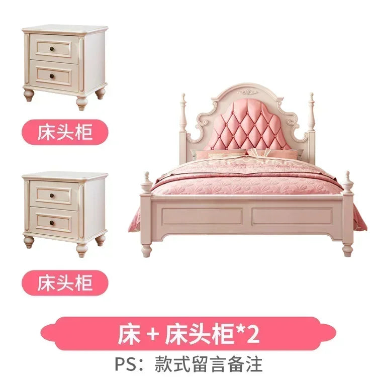 Princess Pretty Luxury Children's Bed American Wood Cute Pink Modern Children Bed Loft Villa Cama Infantil Bedroom Set Furniture - Misc image 10