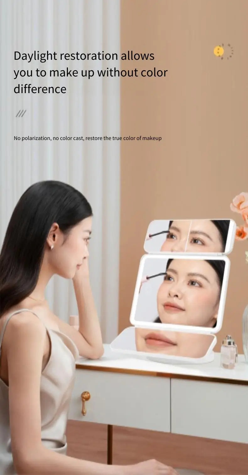 Trifold LED Makeup Mirror – Smart Light-Up Vanity Mirror for Beauty & Dressing - Beauty image 11