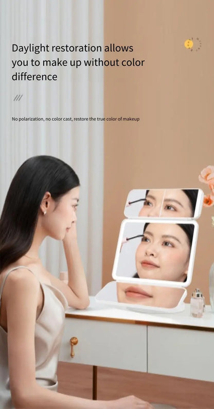 Trifold LED Makeup Mirror – Smart Light-Up Vanity Mirror for Beauty & Dressing - Beauty image 11