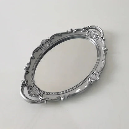 European Decorative Plate Storage Tray Oval Plate Jewelry Display Rotary Candy Decor Tray Mirror Decorative Make Up Mirror - Kitchen & Dining image 7