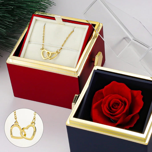 Eternal Rose Box - W/ Engraved Necklace & Real Rose. - Jewelry image 1