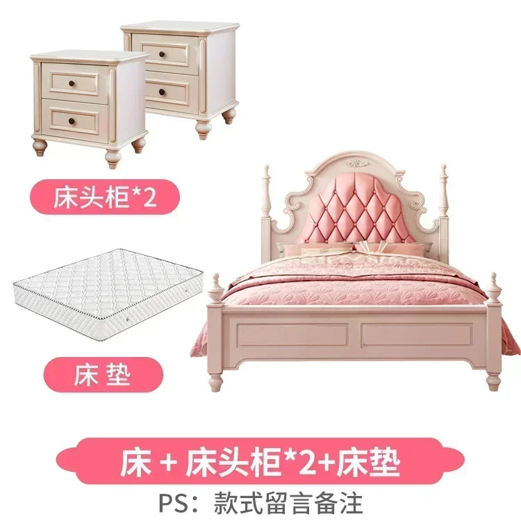 Princess Pretty Luxury Children's Bed American Wood Cute Pink Modern Children Bed Loft Villa Cama Infantil Bedroom Set Furniture - Misc image 9