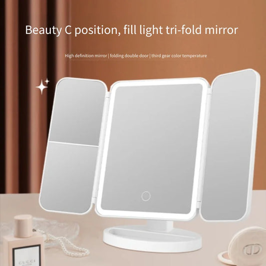 Trifold LED Makeup Mirror – Smart Light-Up Vanity Mirror for Beauty & Dressing - Beauty image 1