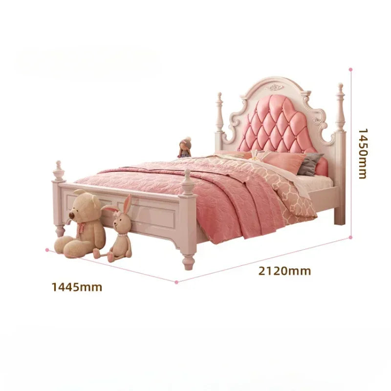 Princess Pretty Luxury Children's Bed American Wood Cute Pink Modern Children Bed Loft Villa Cama Infantil Bedroom Set Furniture - Misc image 5