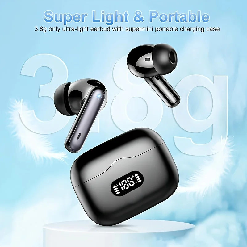 Wireless Bluetooth 5.3 Earbuds – 40dB Noise Cancelling, 6-Mic ENC, HD Calls & LED Display with Transparency Mode! - Gadgets image 10
