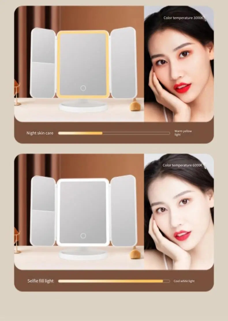 Trifold LED Makeup Mirror – Smart Light-Up Vanity Mirror for Beauty & Dressing - Beauty image 10