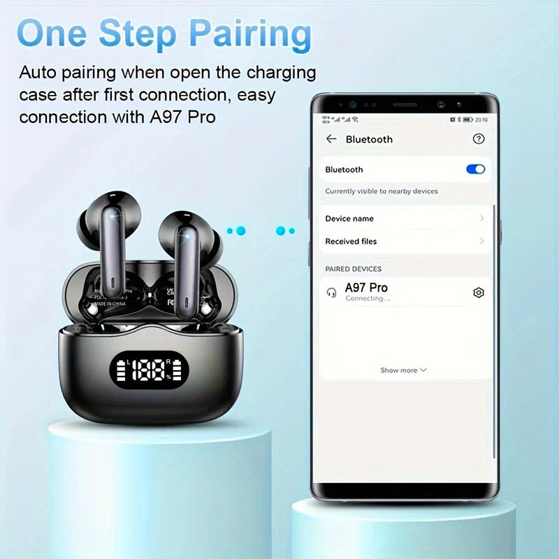 Wireless Bluetooth 5.3 Earbuds – 40dB Noise Cancelling, 6-Mic ENC, HD Calls & LED Display with Transparency Mode! - Gadgets image 6