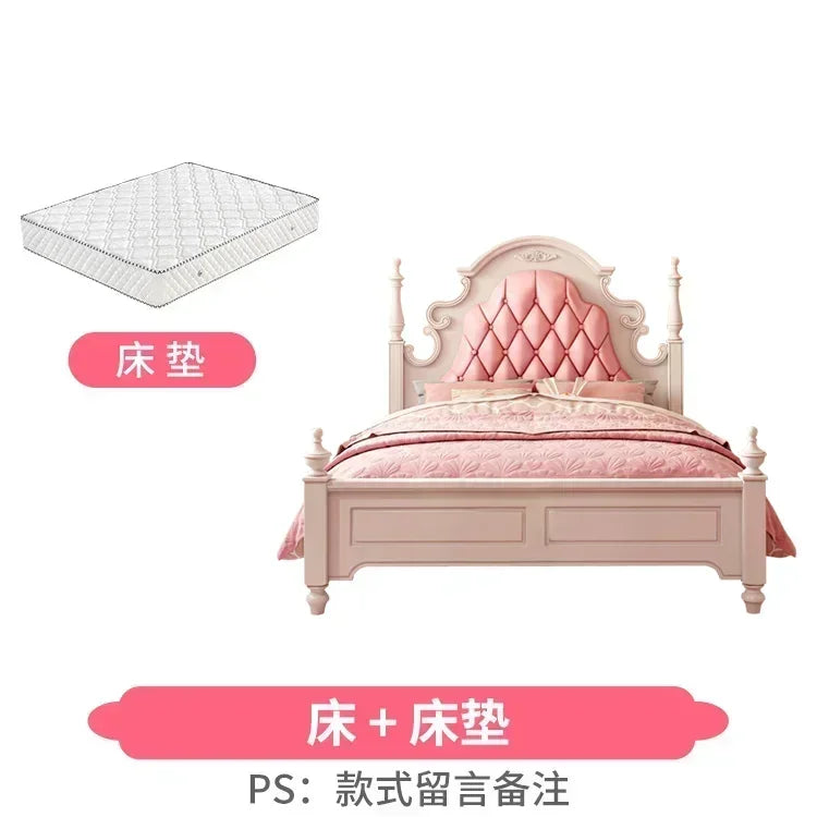 Princess Pretty Luxury Children's Bed American Wood Cute Pink Modern Children Bed Loft Villa Cama Infantil Bedroom Set Furniture - Misc image 7