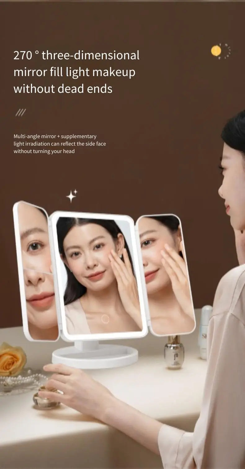 Trifold LED Makeup Mirror – Smart Light-Up Vanity Mirror for Beauty & Dressing - Beauty image 13