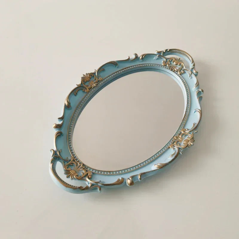 European Decorative Plate Storage Tray Oval Plate Jewelry Display Rotary Candy Decor Tray Mirror Decorative Make Up Mirror - Kitchen & Dining image 13